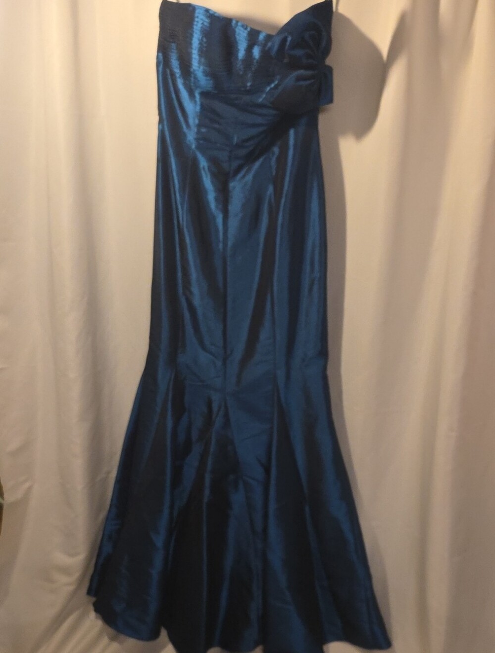Jovani Strapless Blue-Black Satin Mermaid Gown Size 6 EUC
